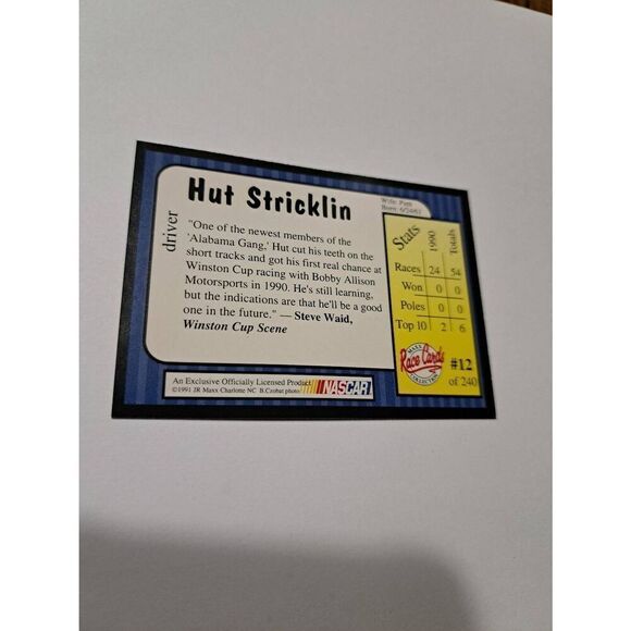 Vintage 1991 Maxx Hut Stricklin #12 Race Car Nascar Trading Card - Picture 2 of 2